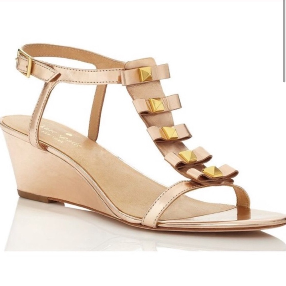 Kate Spade Rose Gold Studded Wedge Sandals